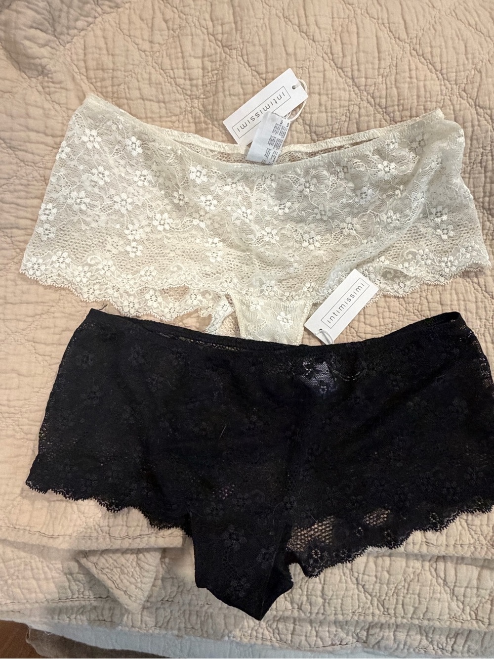 intimissimi Lace Boyshorts Duo in Black and Ivory